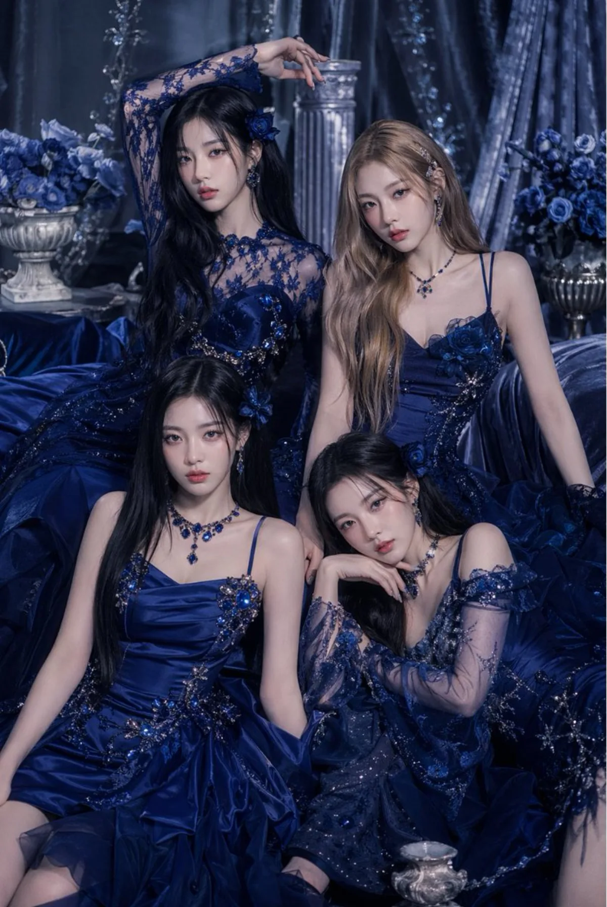 Royal Blue Couture Group Portrait - Modern Style