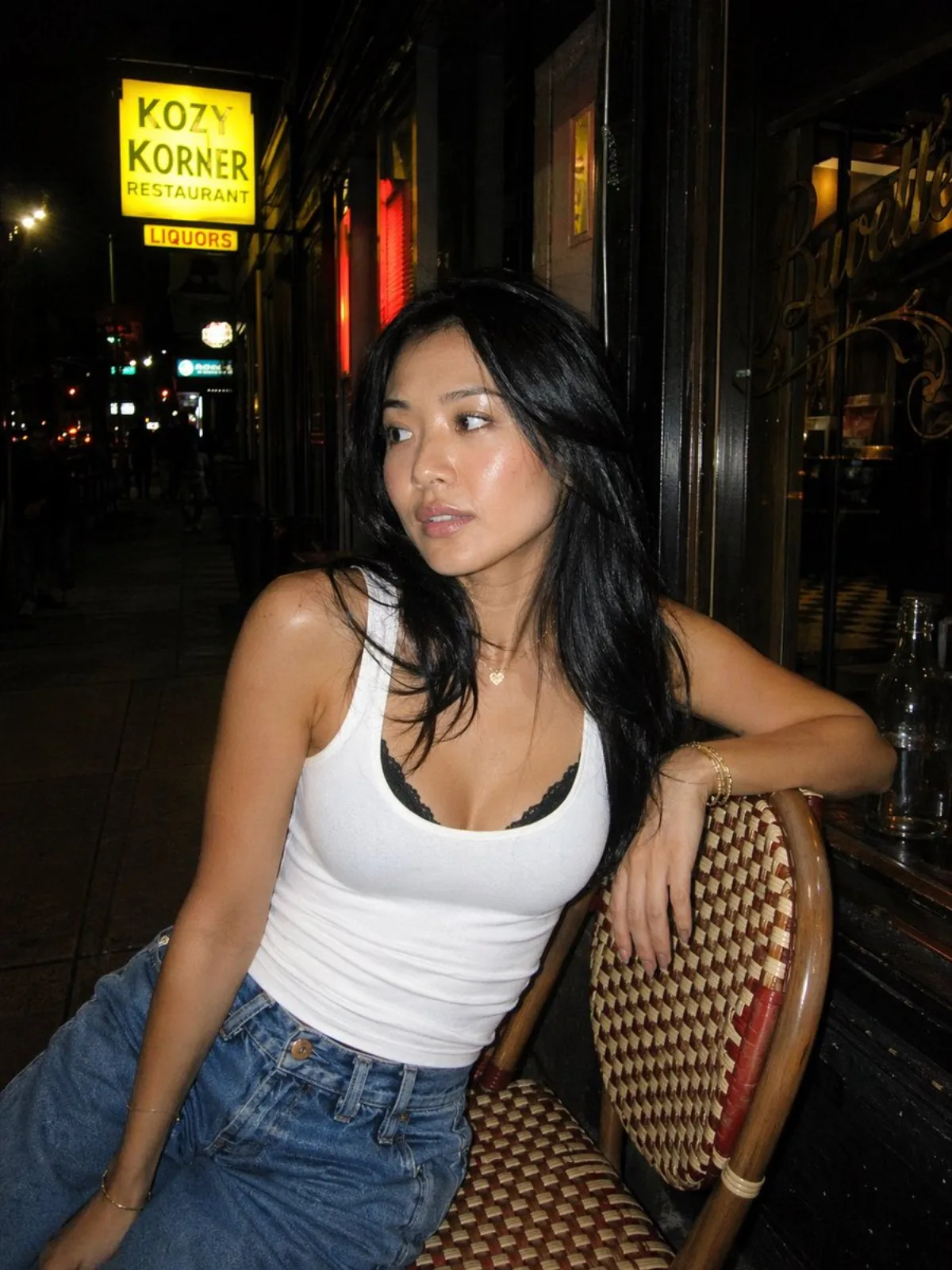 Night Flash Portrait Outside Restaurant