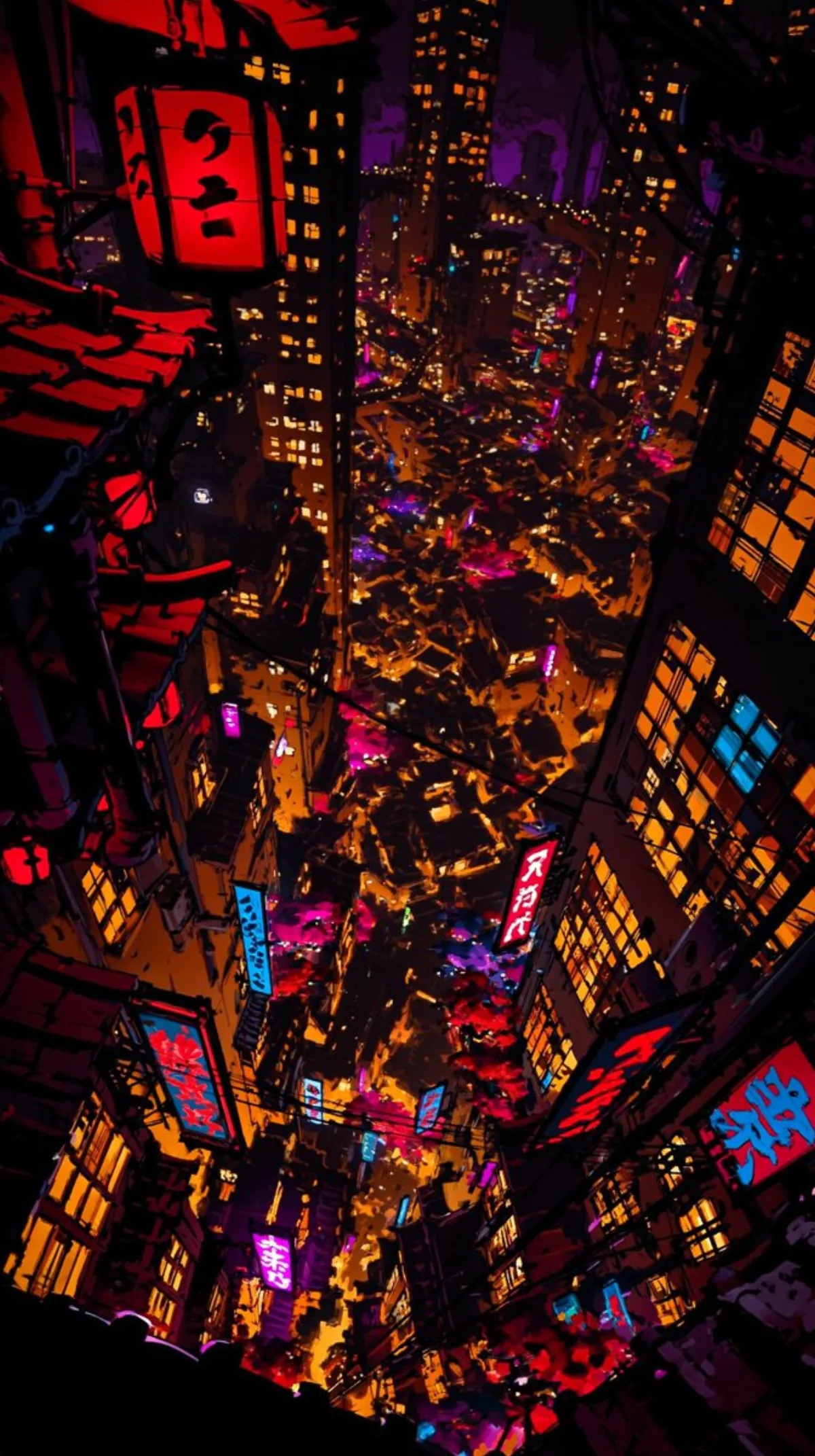 A Curated Surreal Neon Tokyo Cityscape