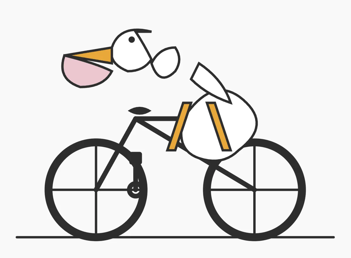 Minimal Pelican Riding Bicycle - Studio-Grade Style