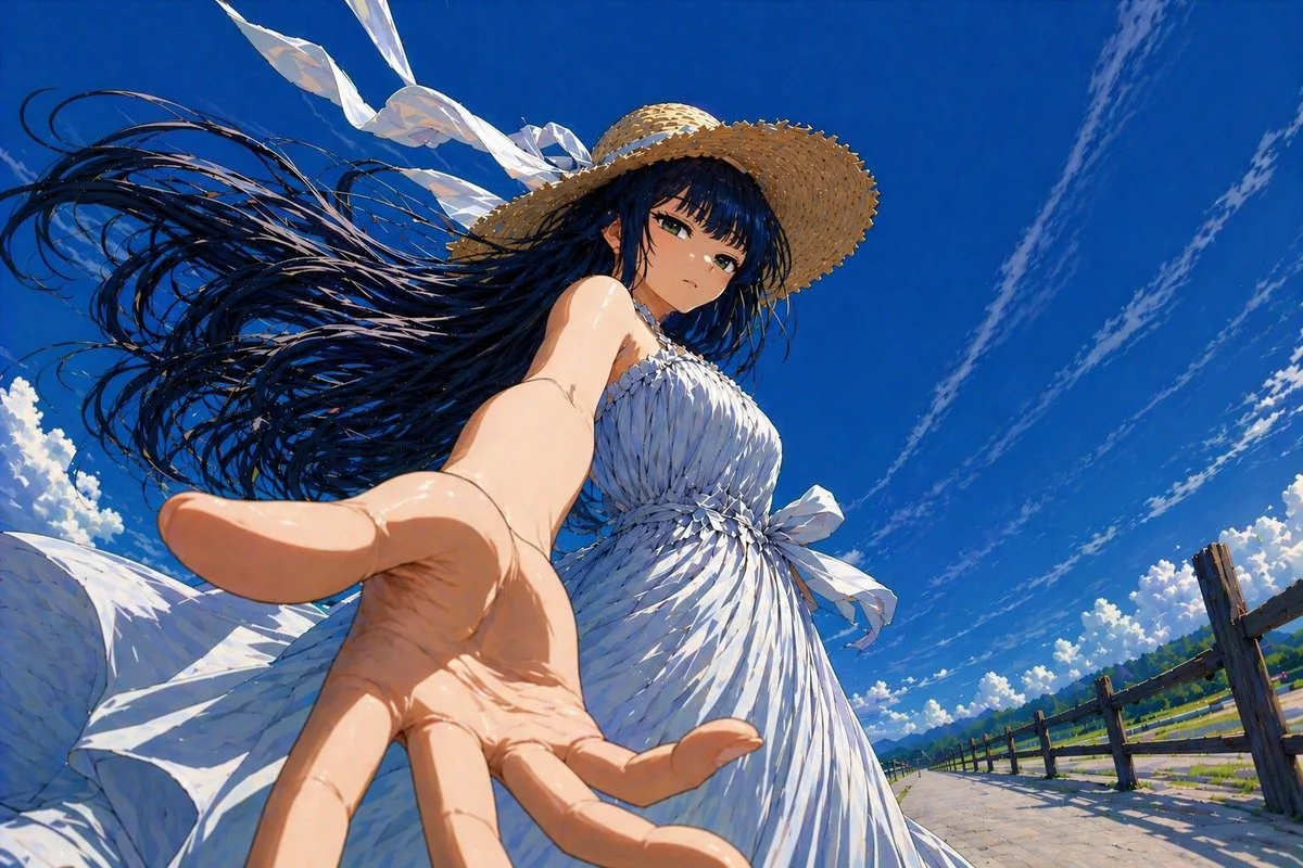 低角度动漫夏日伸手