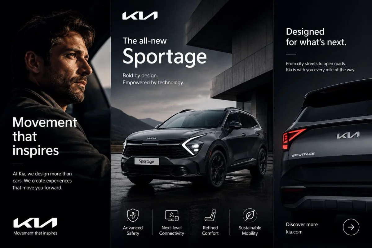 A Modern Kia Sportage Triptych Ad
