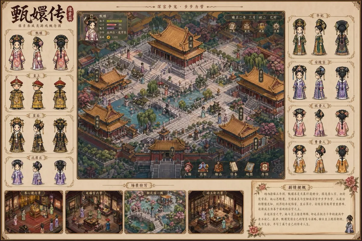 格调风历史剧像素艺术概念
