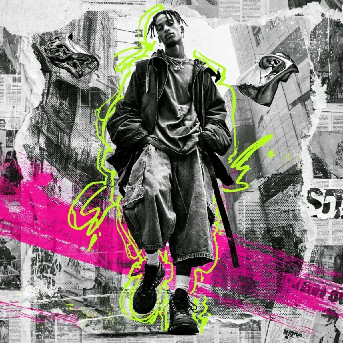 Street Mixed-Media Acid Art Collage