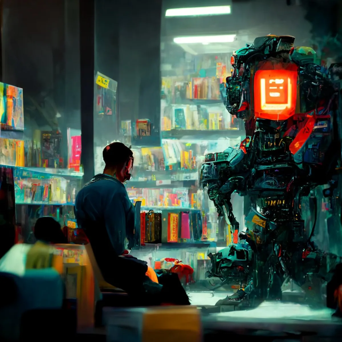 Crafted Cyberpunk Robot Encounter