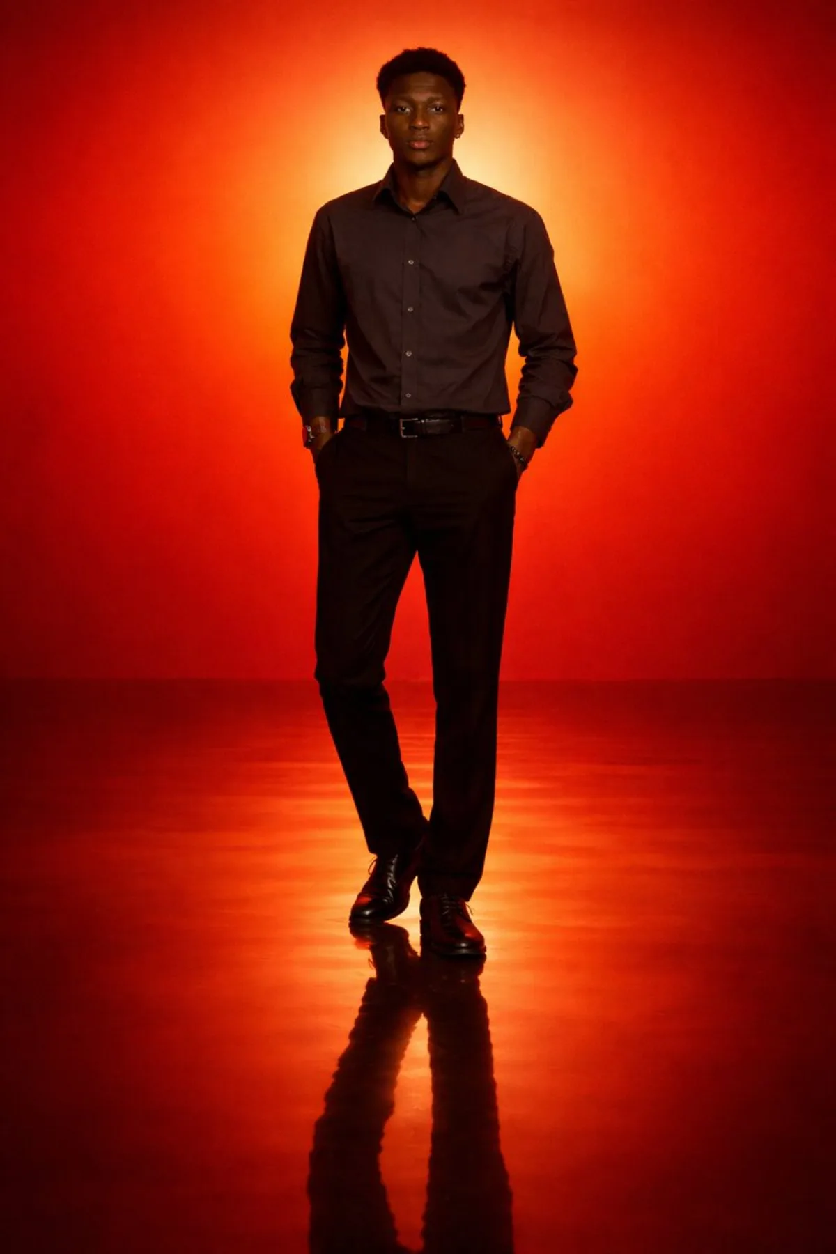 A Crafted Solitary Man in Orange Gradient