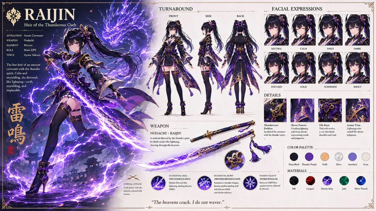 Anime RPG Character Reference Sheet