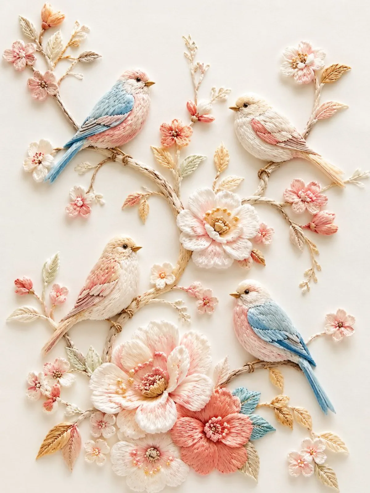 A Premium Exquisite Relief Embroidery Illustration