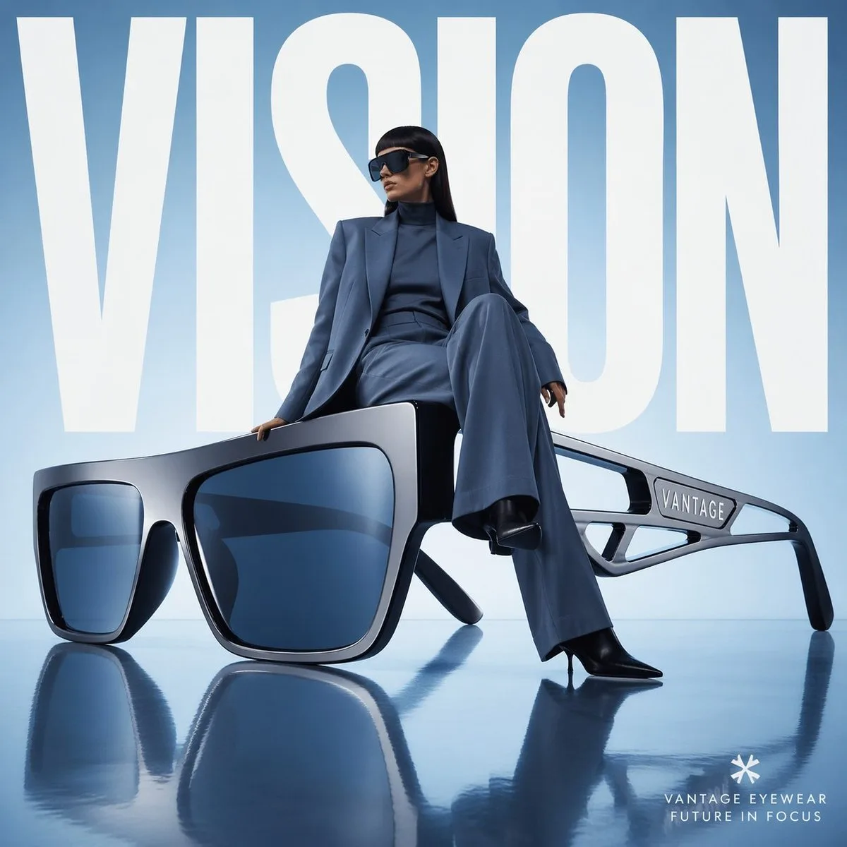Avant-Garde Eyewear Fashion Ad (Stylized)