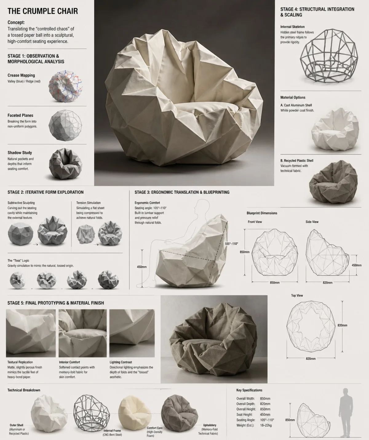 Crumple Chair 概念沙发研发板 · 精修演绎