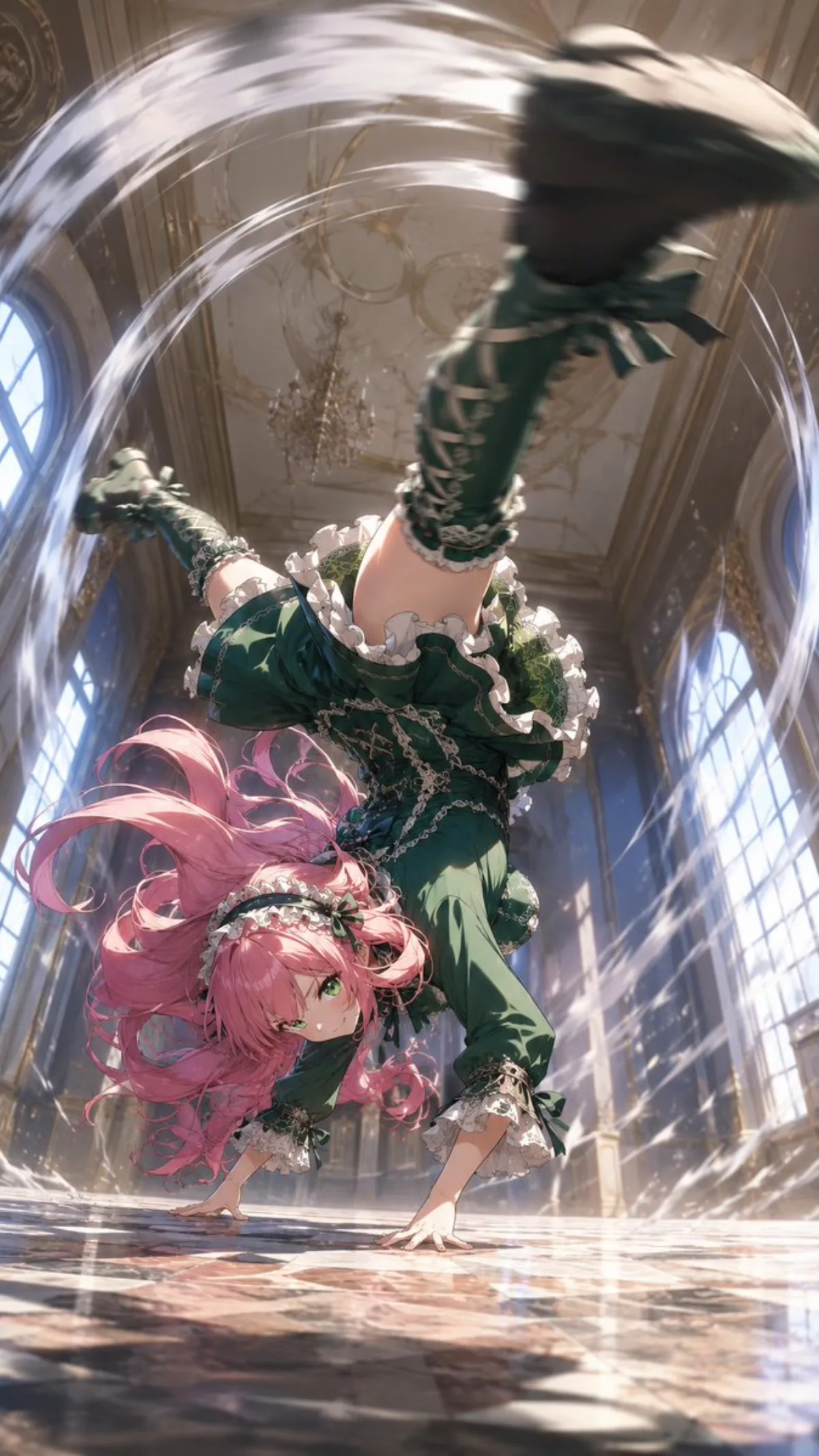 Gothic Maid Acrobatic Kick - Curated Style