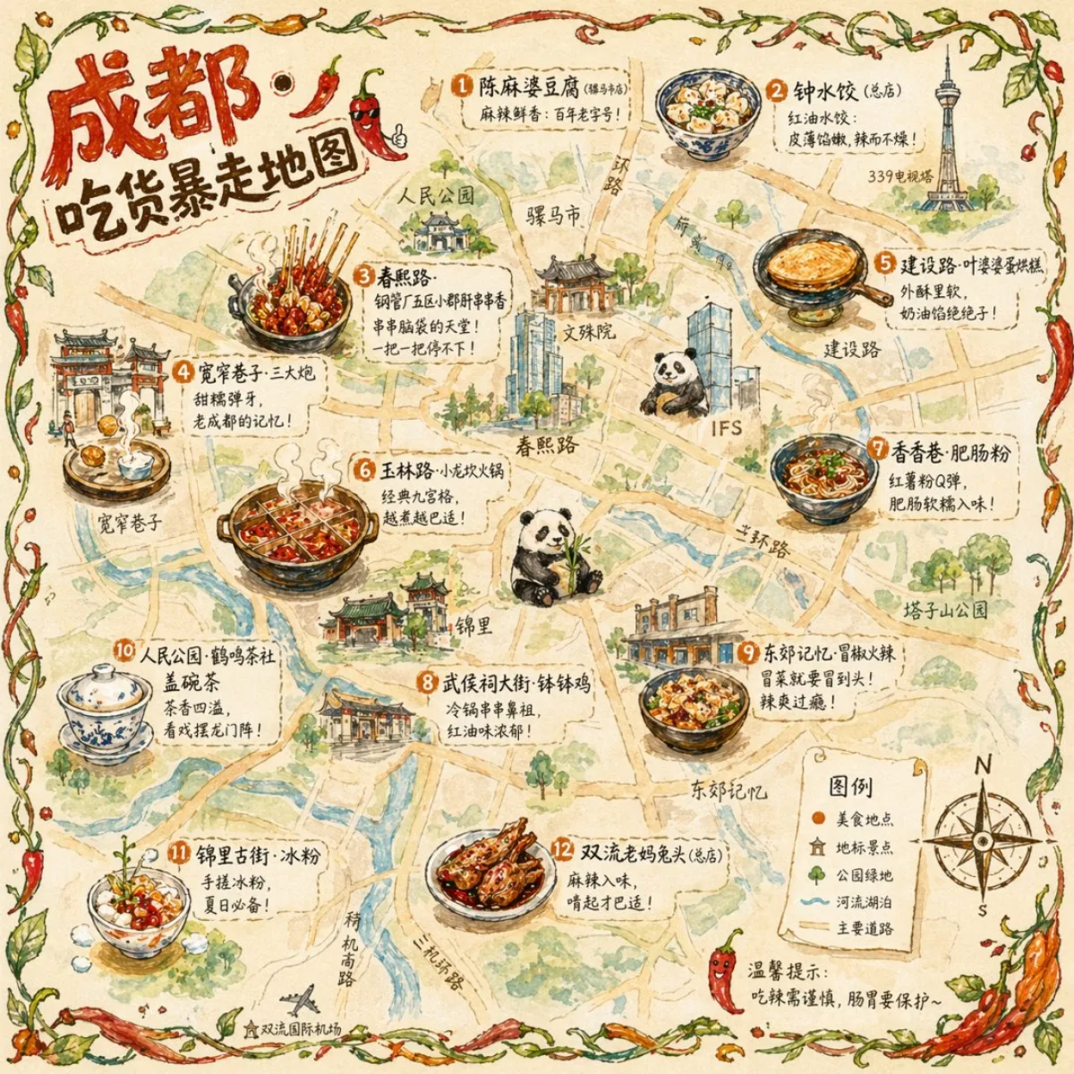 Curated Chengdu Foodie Walking Map