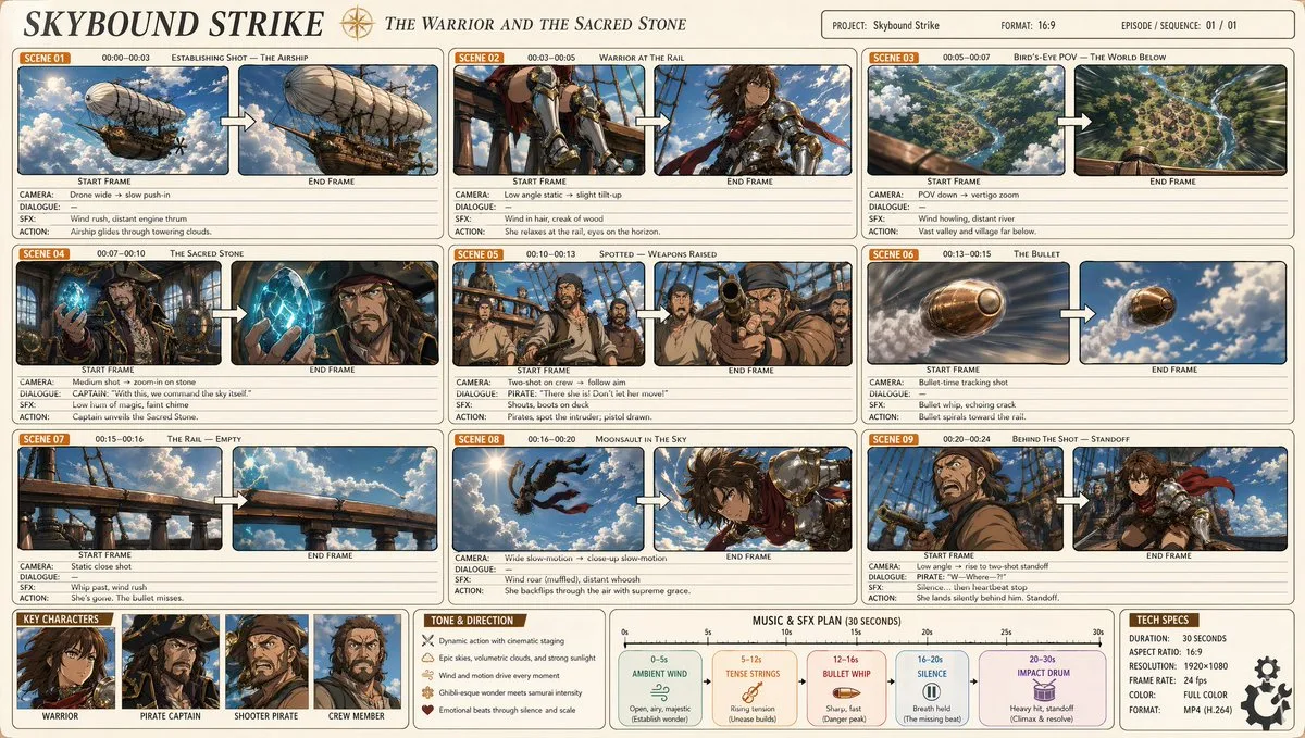 Professional Anime Cinematic Storyboard - Signature Style
