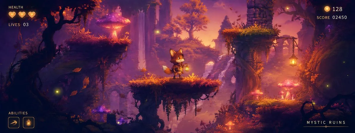 Mystic Ruins Platformer Game Screenshot