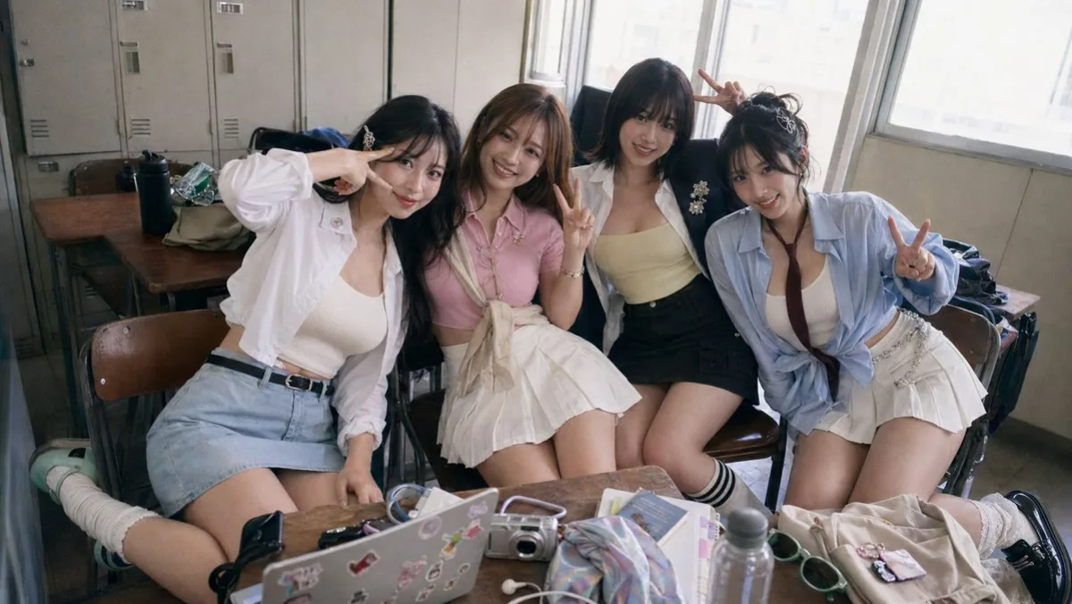 Candid Classroom Friends Photo (Stylized)