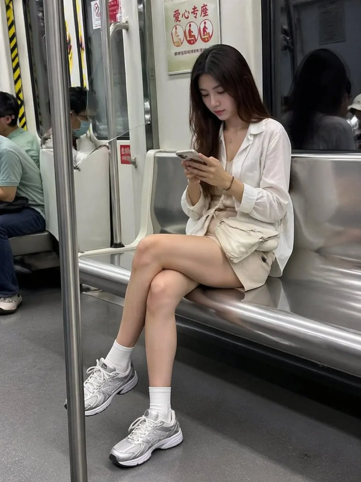Candid Subway Commuter Portrait (Premium)