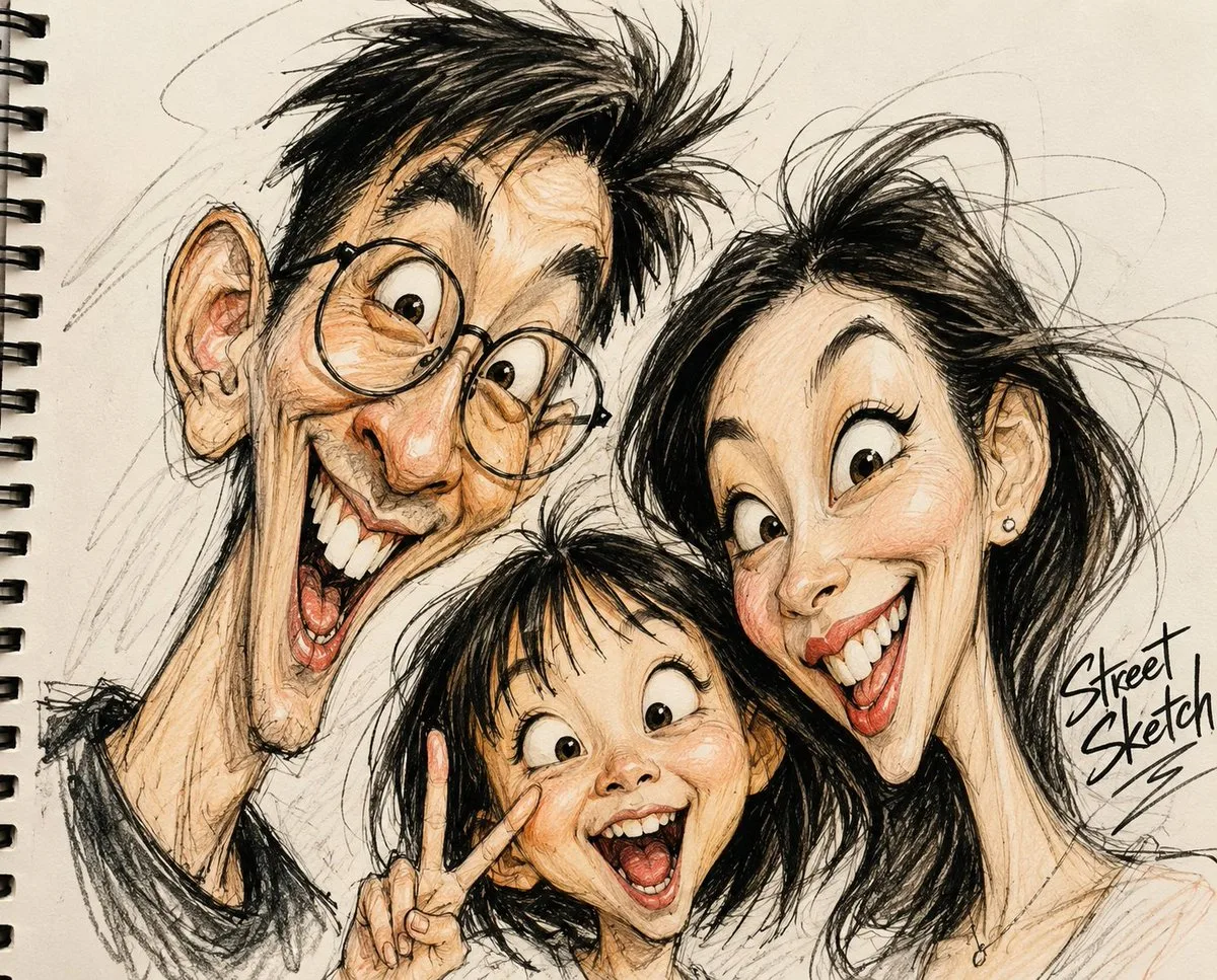 夸张时尚漫画素描