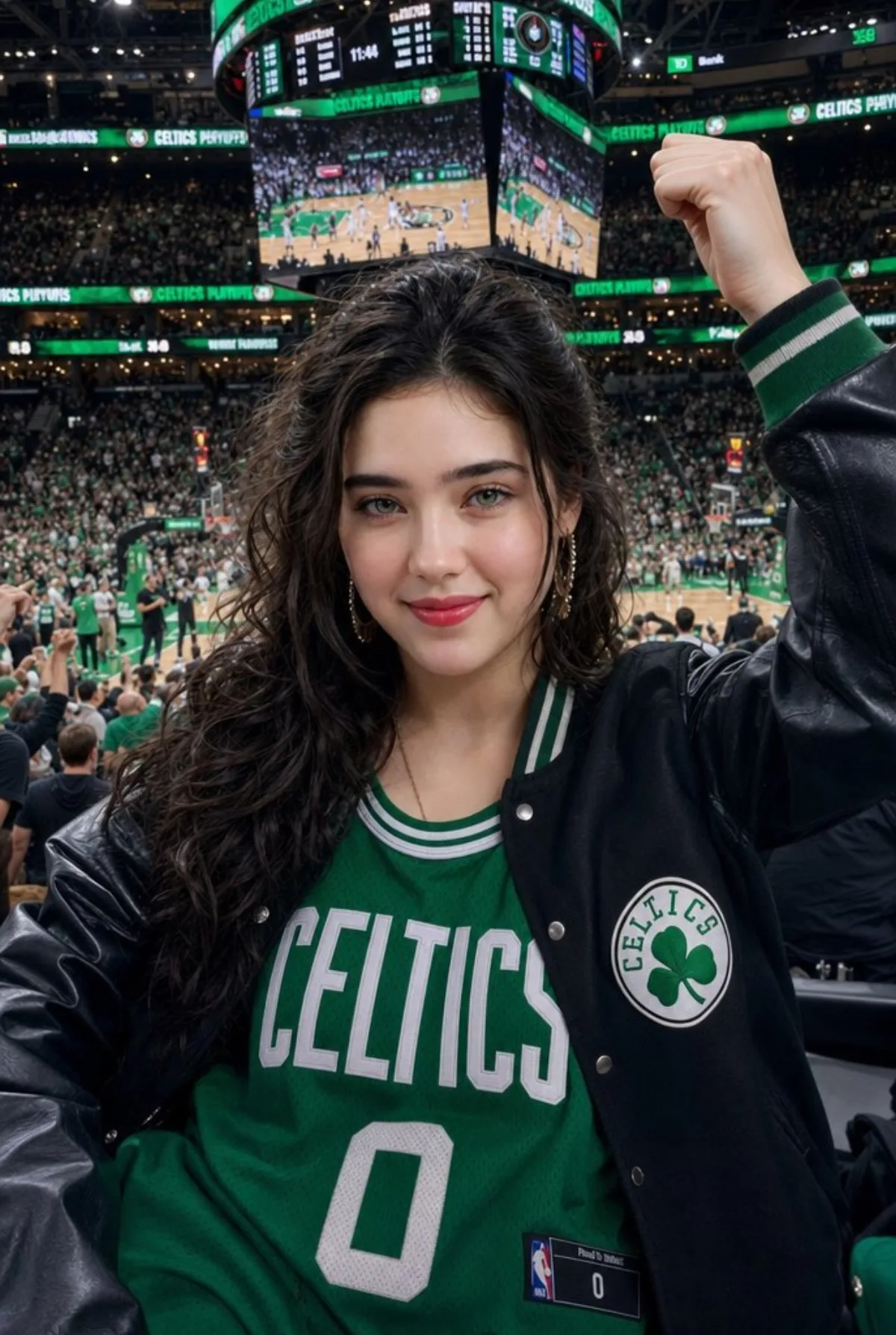A Premium Celtics Fan Cheering in NBA Arena