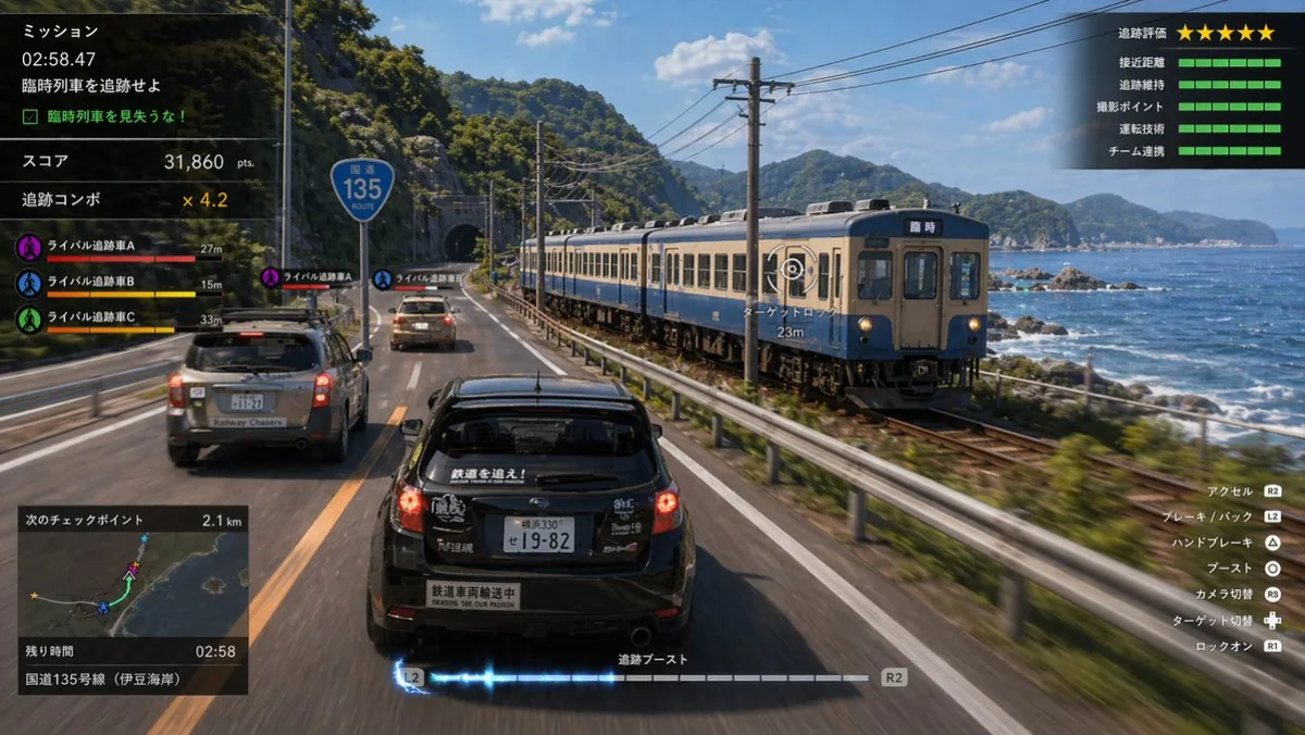 A Crafted Train Photography Game Simulation