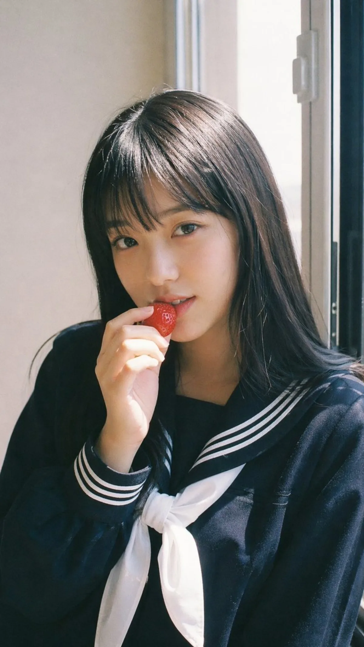 Stylized Strawberry Bite Portrait