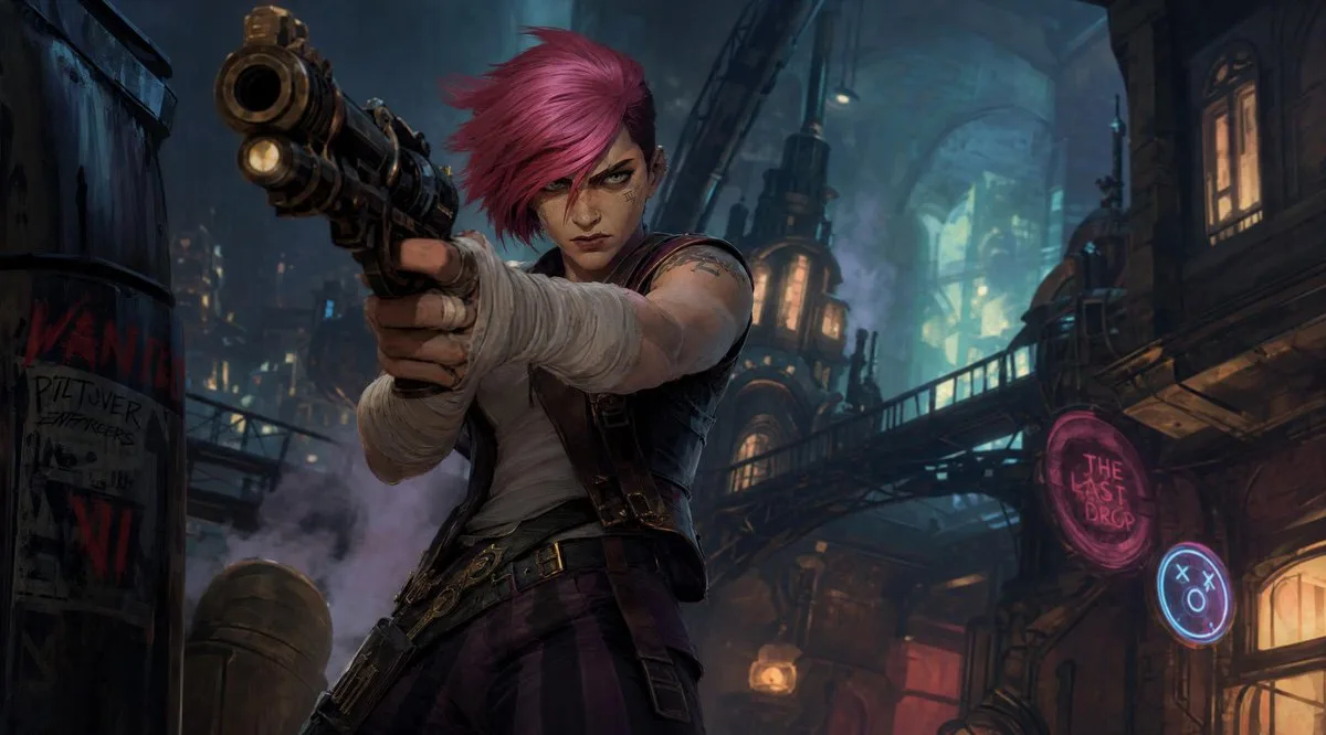 Magenta-Haired Punk Gunslinger in Neon Undercity