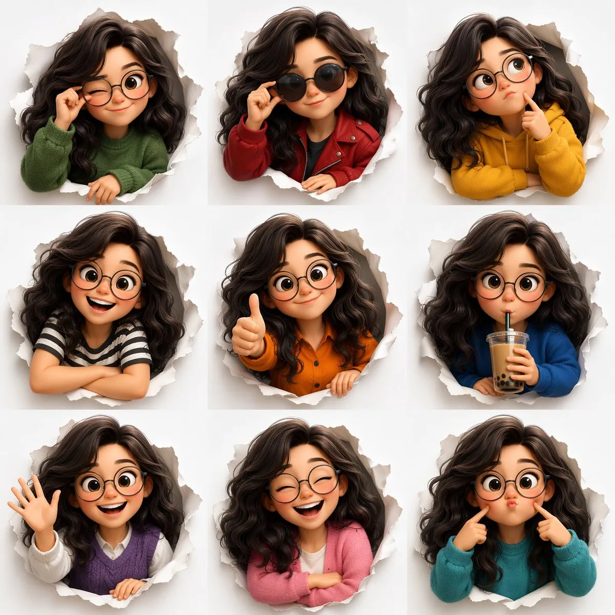 3D Animated Character Expression Grid: A Curated Take