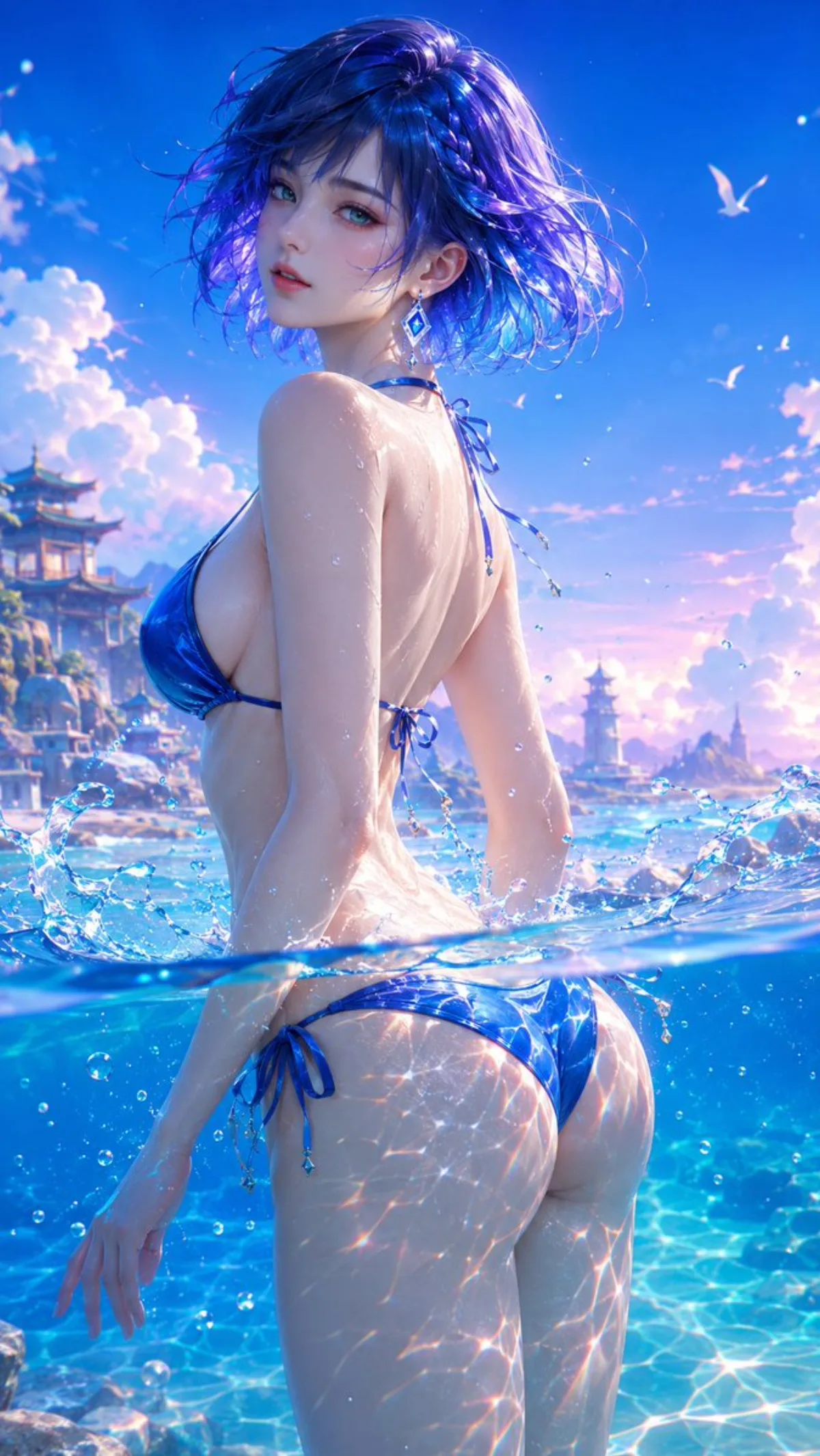 Fantasy Summer Seaside Anime CG - Crafted Style