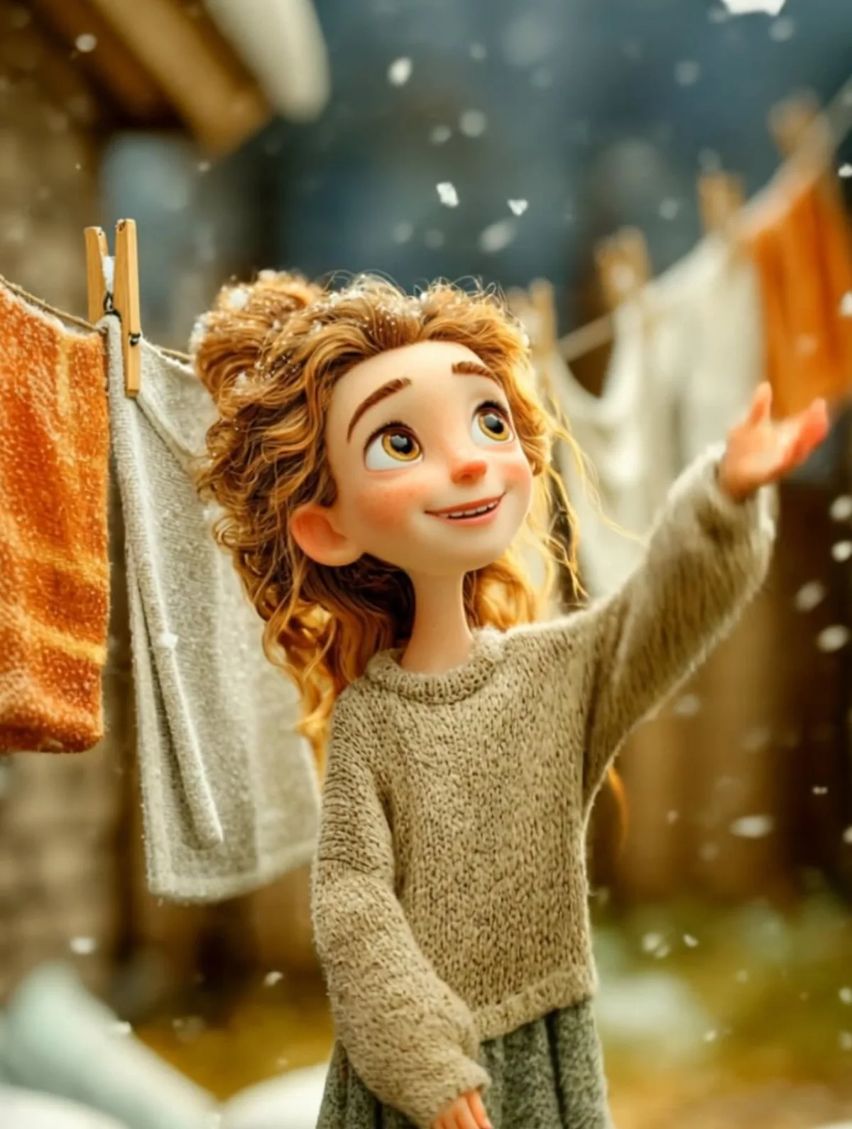 Cinematic Winter Portrait of Childlike Wonder (Premium)