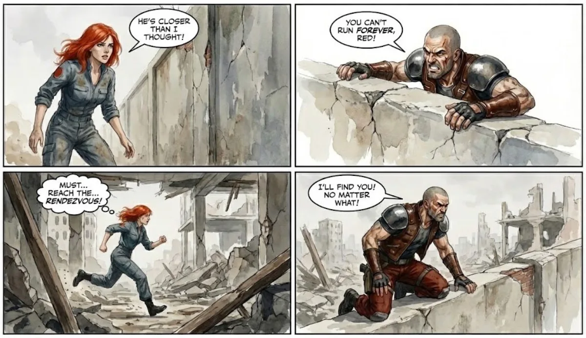 Multi-panel comic creation prompt