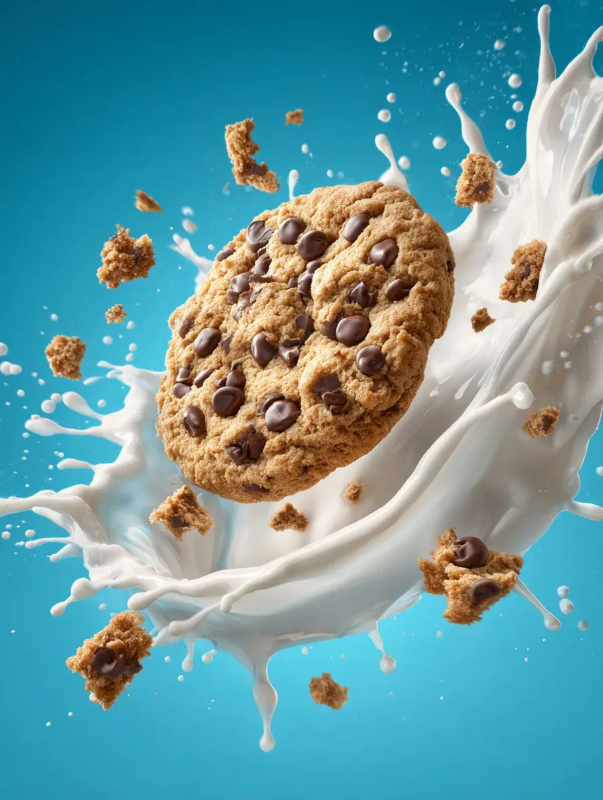 Premium Oreo Cookie Dunked in Milk, Ultrarealistic Close-up