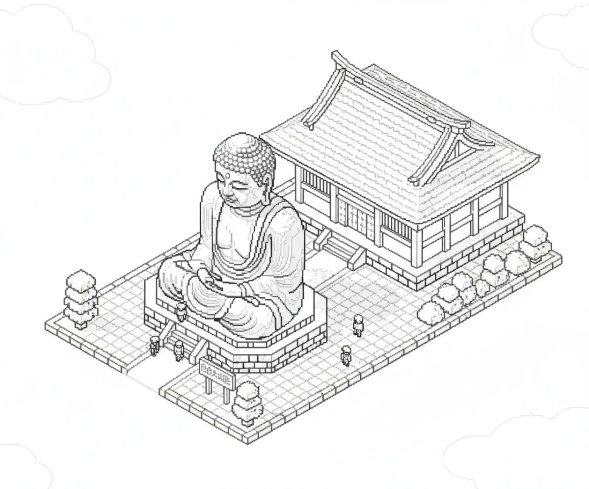 Isometric Holographic Wireframe (Stylized)