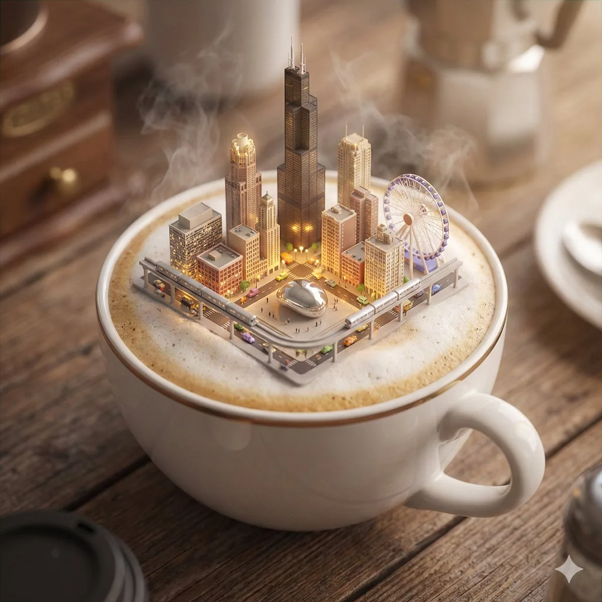 Miniature Chicago in a Coffee Cup (Premium)