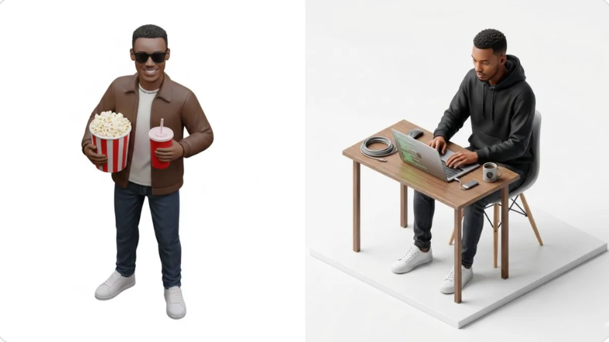 Miniature Isometric Figurine on White Background - Curated Style