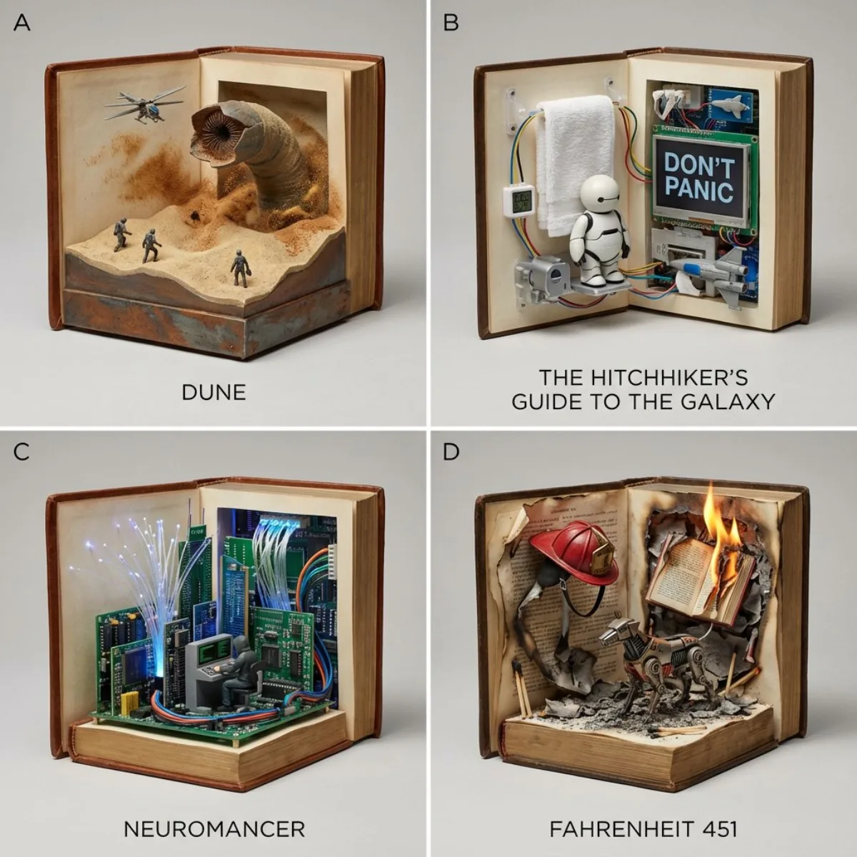 Sci-Fi Classic Book Sculpture Art (Studio-Grade)
