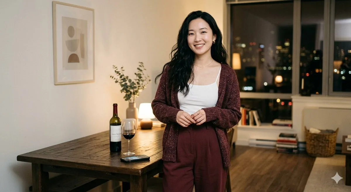 休闲夜景中的亚洲美女（升级风格）