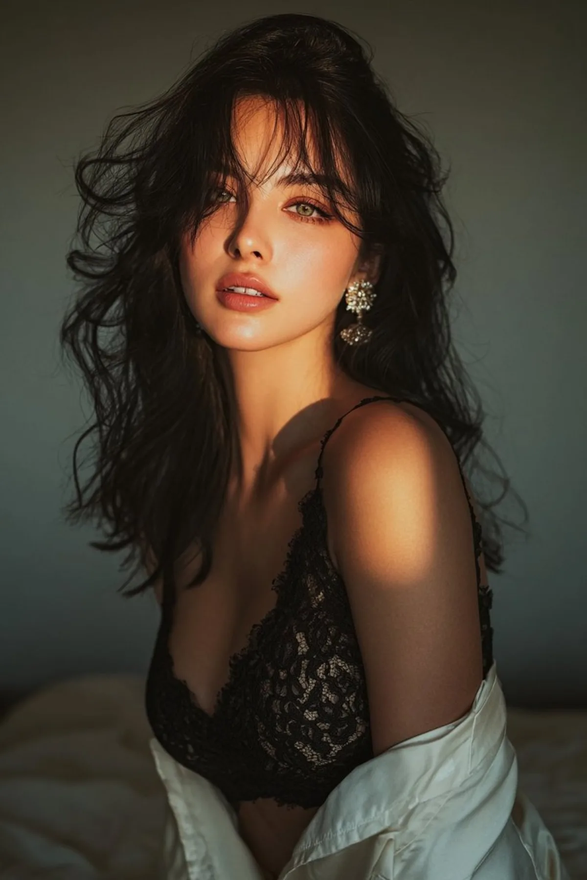 Golden hour lace dress portrait prompt