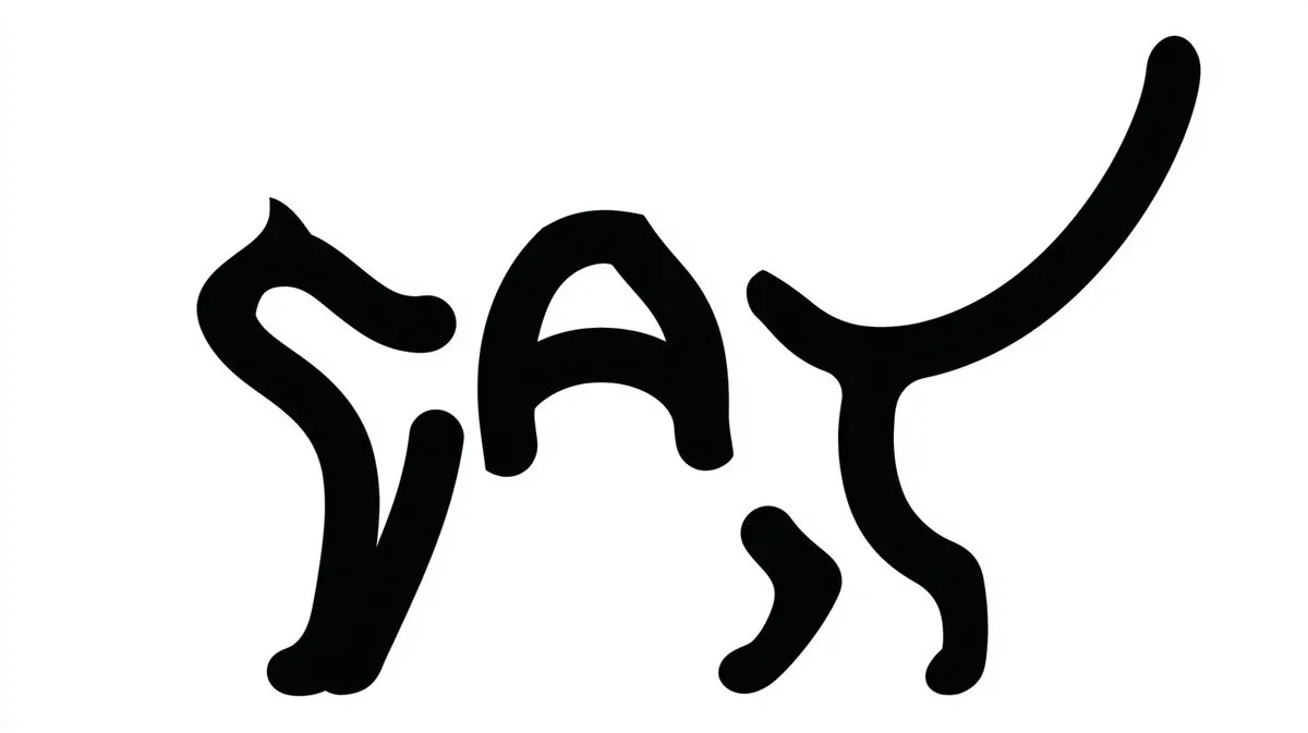 Monochrome Typographic Cat Illustration