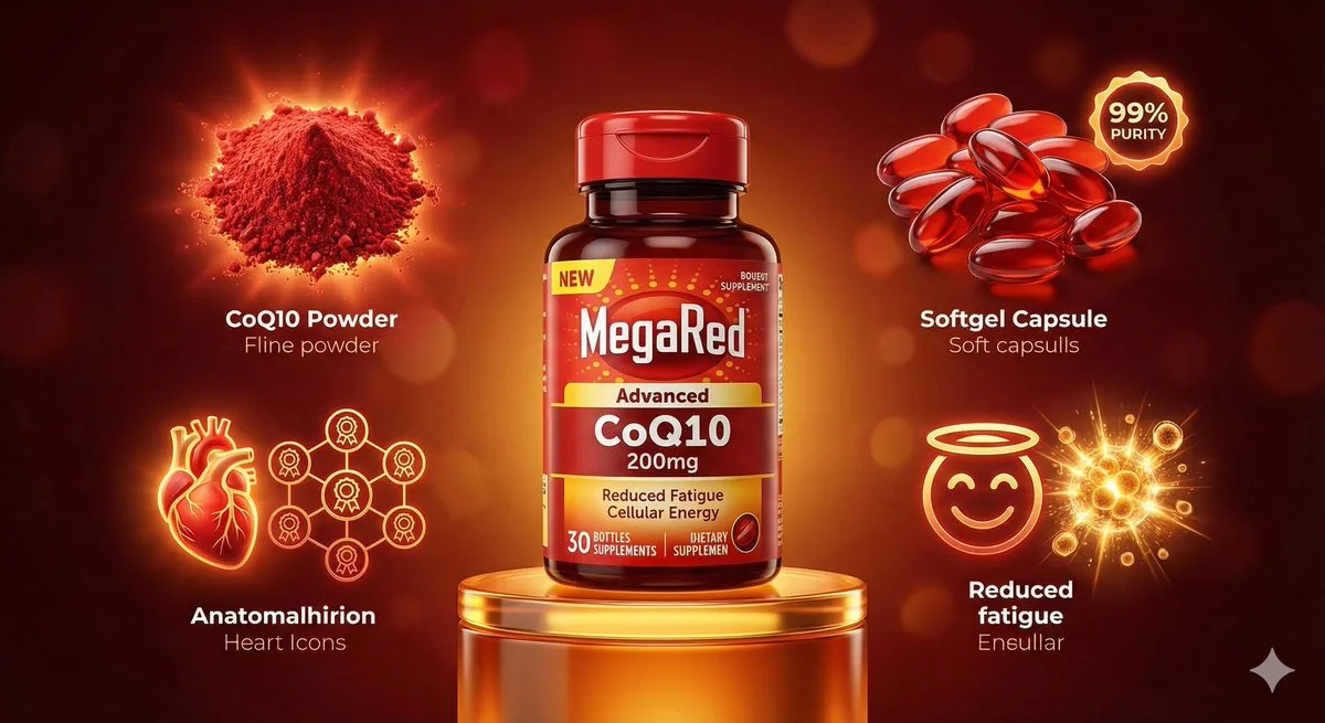 A Stylized MegaRed CoQ10 Marketing Visuals