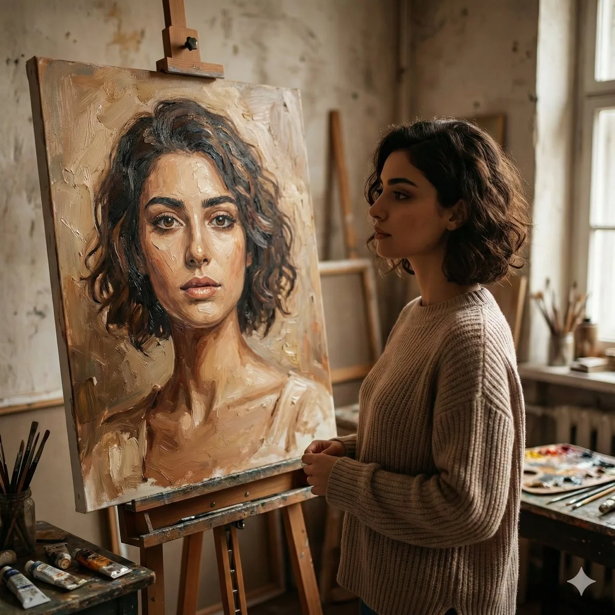 Self in Painting: Serene Creative Moment (Editorial)