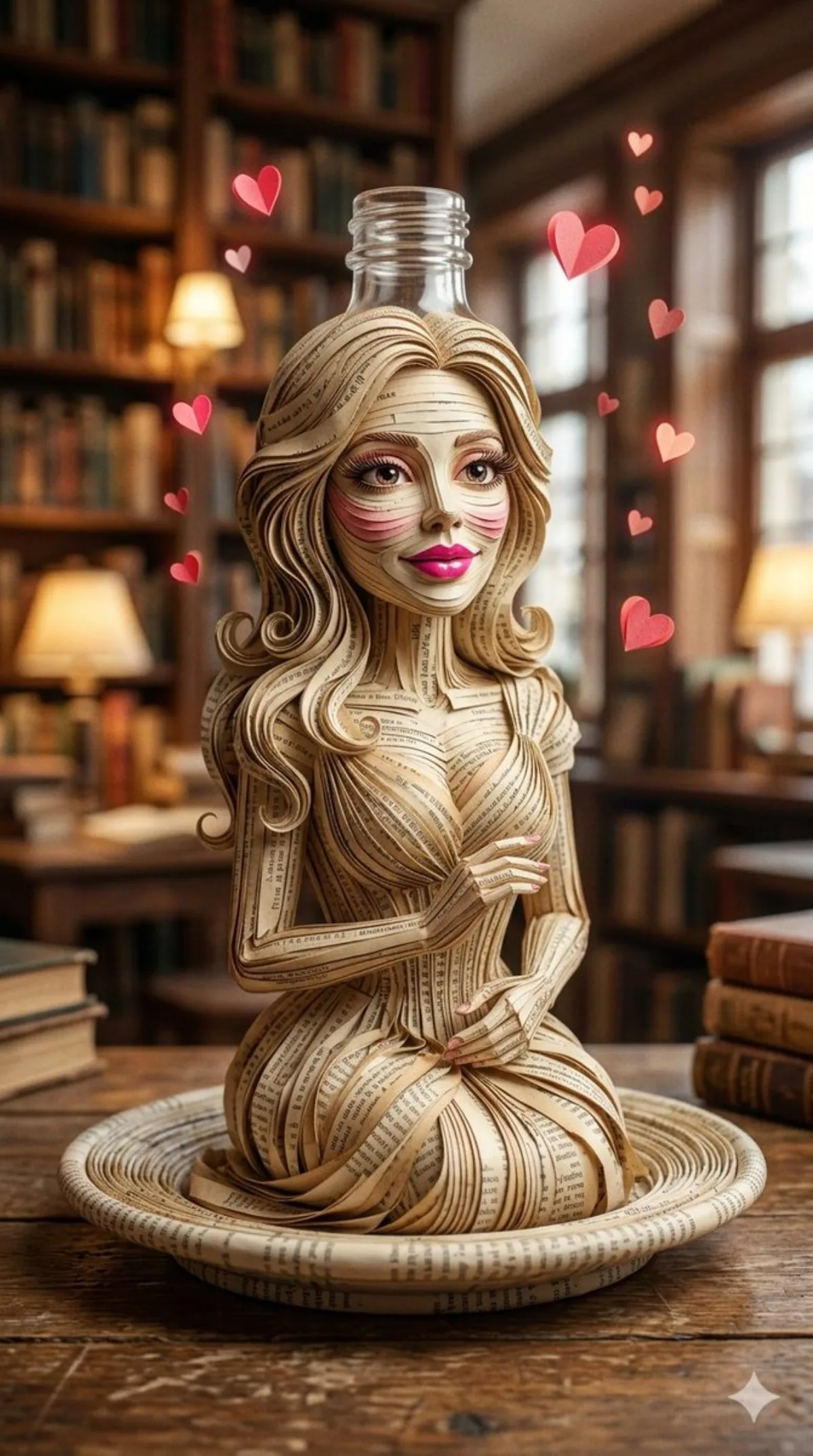 Hero Surreal Book Page Humanoid Bottle Sculpture