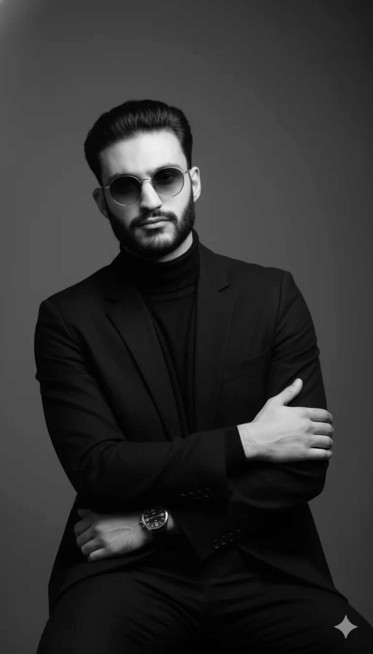 Black and White Male Studio Portrait with Sunglasses (Stylized)
