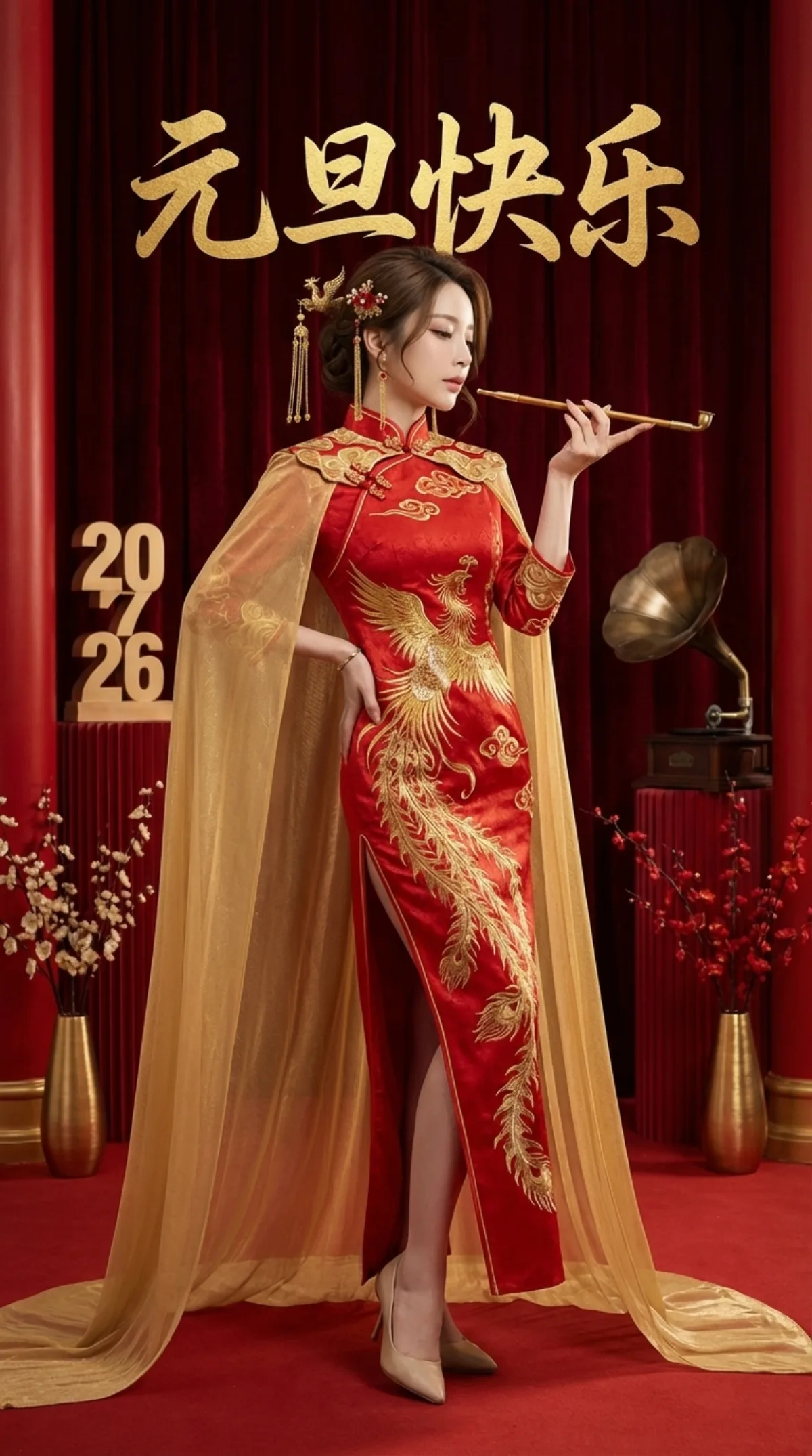 Studio-Grade New Year Special Retro Qipao Socialite Style