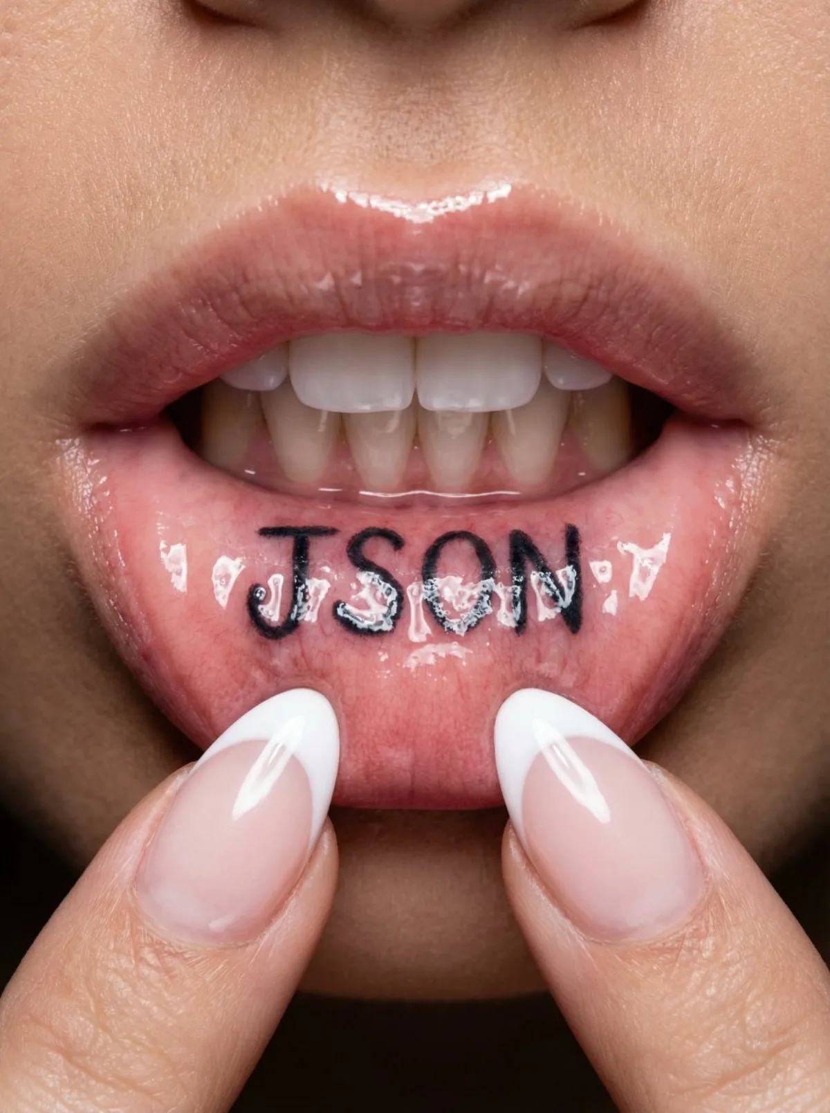 Inner Lip Tattoo Close-Up JSON (Crafted)