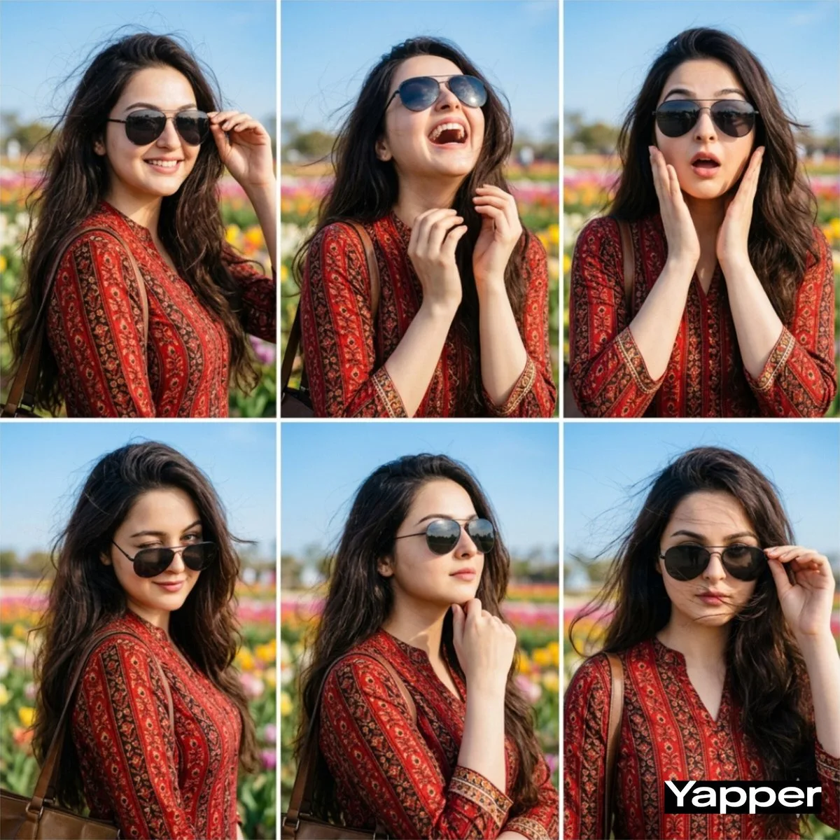 Studio-Grade Woman's Portrait Collage with Various Expressions