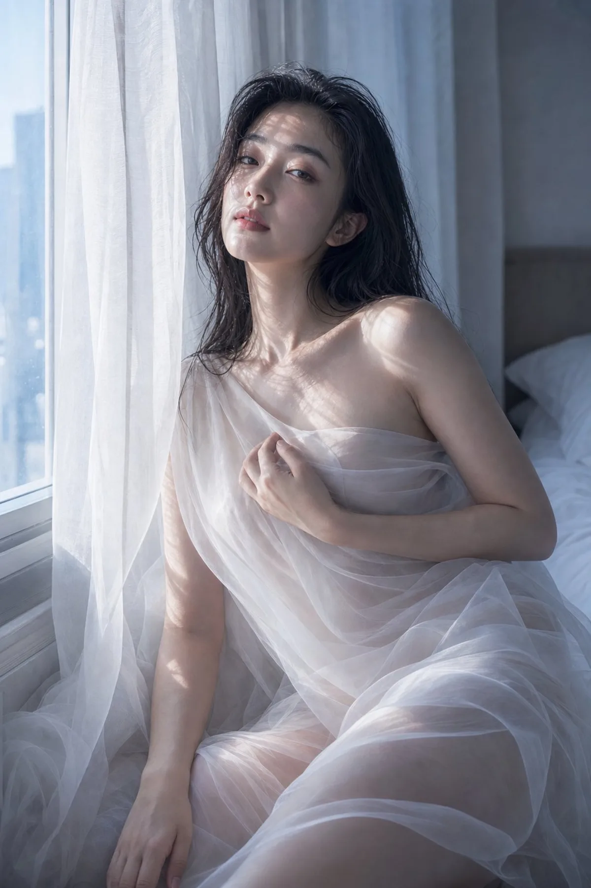 Morning Chiffon Editorial Portrait: A Modern Take