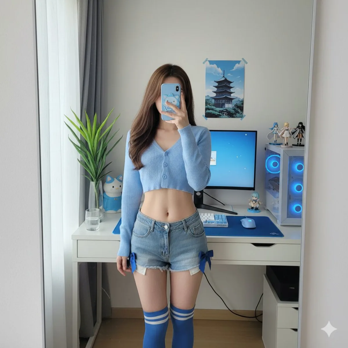 Otaku mirror selfie corner character shot