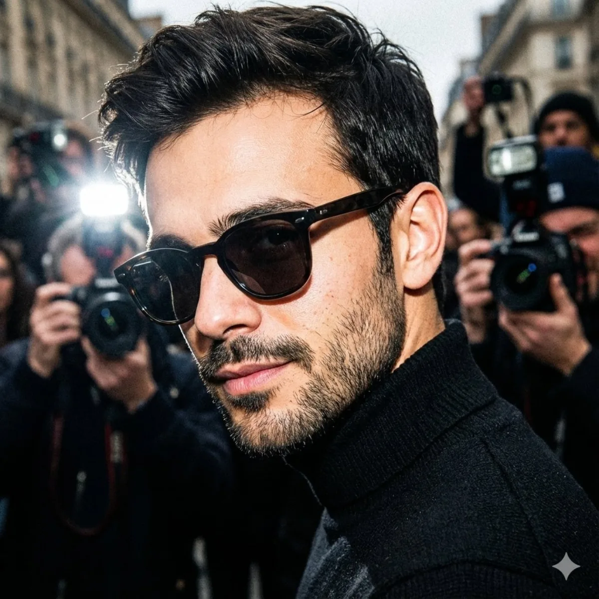 Unplanned paparazzi-style portrait of a man