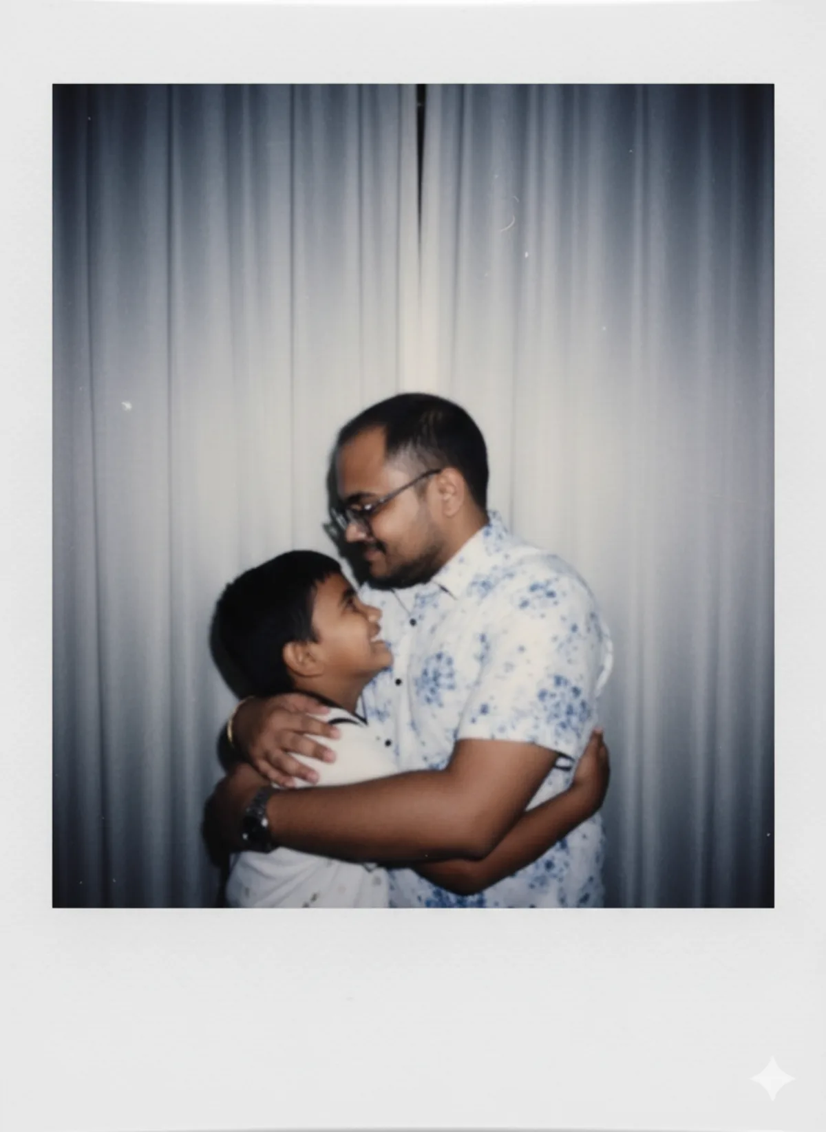 Polaroid Photo with White Curtains Background