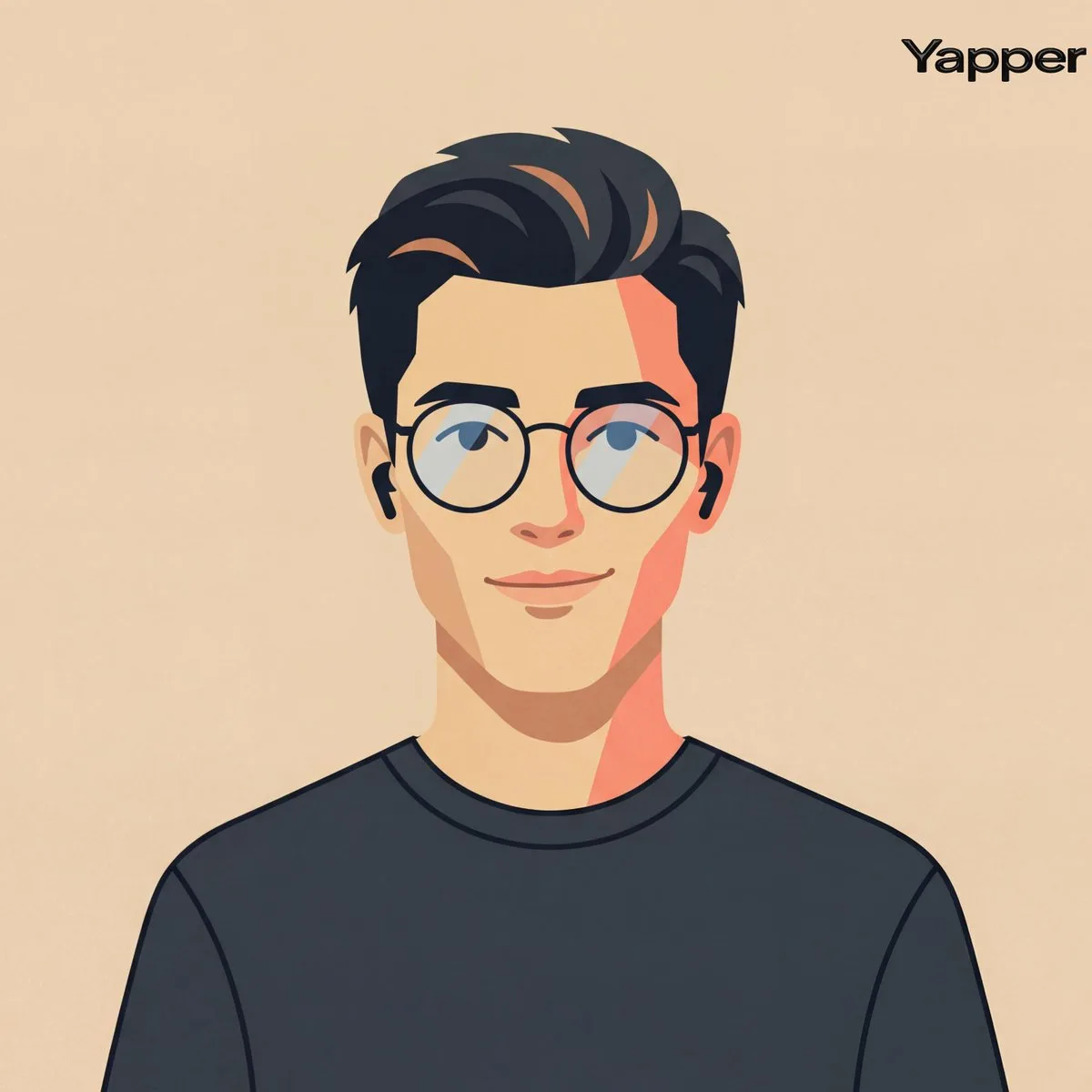 Cinematic Flat Vector Portrait with Modern Tech-Avatar Aesth