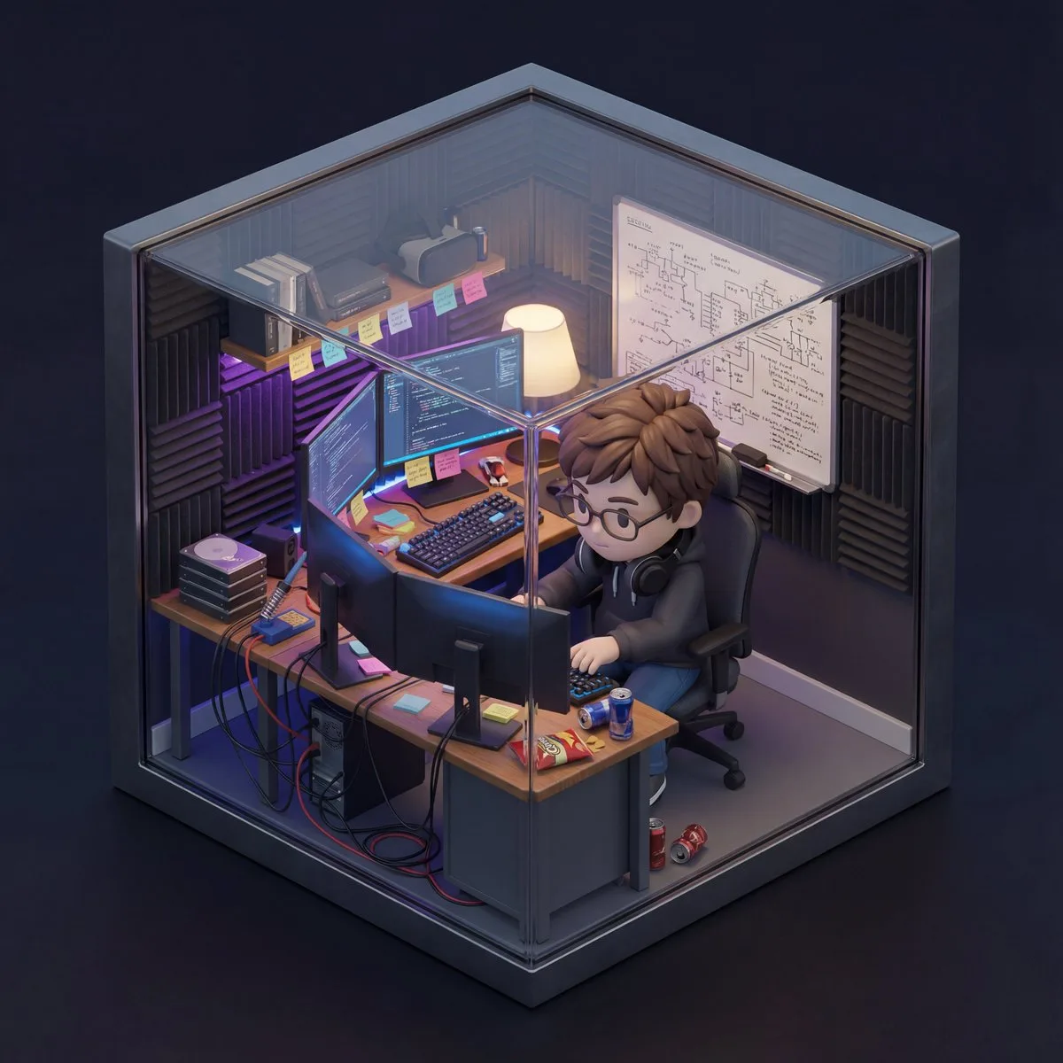 Stylized Isometric Chibi Cube Room